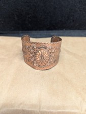 Copper Cuff Bracelet Fred Harvey Era Thunderbird Native American Symbol Wide Vtg