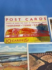 Vintage Fred Harvey Santa Fe Railroad Envelope w/ 7 linen Post Cards Super Chief - Additional view 1