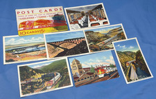 Vintage Fred Harvey Santa Fe Railroad Envelope w/ 7 linen Post Cards Super Chief