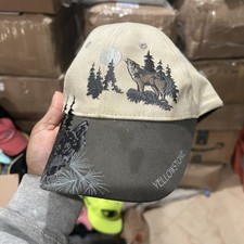 Yellowstone Hat Cap Strap Back Embroidered National Park USA Outdoors Mens Wolf - Additional view 2