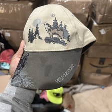 Yellowstone Hat Cap Strap Back Embroidered National Park USA Outdoors Mens Wolf - Additional view 3