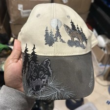 Yellowstone Hat Cap Strap Back Embroidered National Park USA Outdoors Mens Wolf
