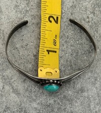 Vintage Fred Harvey Era Navajo Turquoise CACTUS BEAR TRACK Silver Bracelet 7 in - Additional view 11