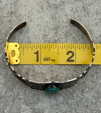 Old FRED HARVEY ERA Navajo Turquoise WHIRLING LOG REPOUSSE Sterling Bracelet 7in - Additional view 12
