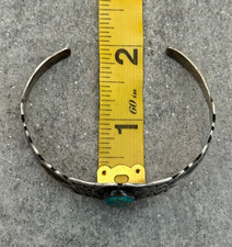 Old FRED HARVEY ERA Navajo Turquoise WHIRLING LOG REPOUSSE Sterling Bracelet 7in - Additional view 13