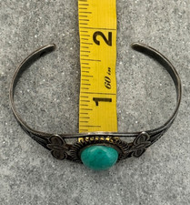 OLD FRED HARVEY ERA Navajo Turquoise Silver Bracelet 6.75in - Additional view 11