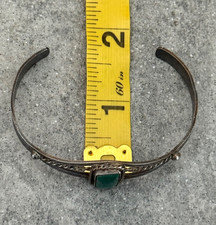 Vintage Fred Harvey Era Navajo Turquoise SQUARE silver Bracelet Cuff 6.75 in - Additional view 11