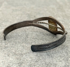 Vintage Fred Harvey Era Navajo Turquoise SQUARE silver Bracelet Cuff 6.75 in - Additional view 7