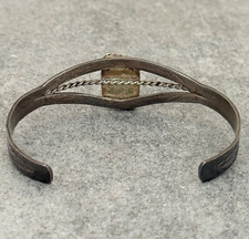 Vintage Fred Harvey Era Navajo Turquoise SQUARE silver Bracelet Cuff 6.75 in - Additional view 8