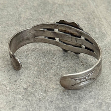 Old 30’s Fred Harvey Era Navajo SQUARE Turquoise INGOT silver Bracelet 6.6 in - Additional view 8