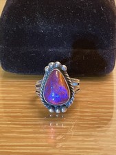 VTG Fred Harvey Era Sterling Silver Dragon's Breath Ring Earrings Bracelet Set - Additional view 6