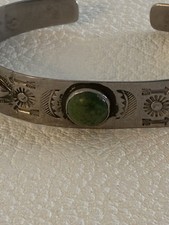 Fred Harvey Era Sterling Silver Arrow Turquoise Whirling Log Cuff Bracelet 10.2g - Additional view 1