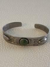 Fred Harvey Era Sterling Silver Arrow Turquoise Whirling Log Cuff Bracelet 10.2g