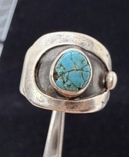 Old Pawn 1940’s Fred Harvey EraNative American Sterling Turquoise Ring sz9.75 - Additional view 2