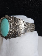 vintage fred harvey era unsigned turquoise cuff bracelet OLDER 7