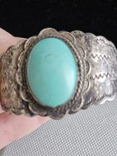 vintage fred harvey era unsigned turquoise cuff bracelet OLDER 7