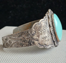 vintage fred harvey era unsigned turquoise cuff bracelet OLDER 7"