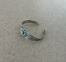 1930s Fred Harvey Era IH Coin Silver Turquoise Southwestern Cuff Bracelet - Additional view 3