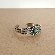 1930s Fred Harvey Era IH Coin Silver Turquoise Southwestern Cuff Bracelet