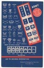 1940s WWII Santa Fe Army Insignia Menu – Fred Harvey Dining Car "The Scout"