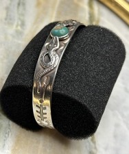 Native American Fred Harvey era Silver Snake Stamp Turquoise Cuff/Bracelet   - Additional view 5