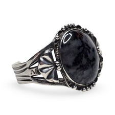 VINTAGE NAVAJO FRED HARVEY ERA OLD PAWN STERLING PETRIFIED WOOD CUFF BRACELET  - Additional view 2