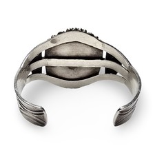 VINTAGE NAVAJO FRED HARVEY ERA OLD PAWN STERLING PETRIFIED WOOD CUFF BRACELET  - Additional view 5