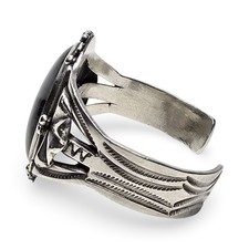 VINTAGE NAVAJO FRED HARVEY ERA OLD PAWN STERLING PETRIFIED WOOD CUFF BRACELET  - Additional view 7