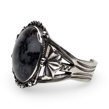 VINTAGE NAVAJO FRED HARVEY ERA OLD PAWN STERLING PETRIFIED WOOD CUFF BRACELET  - Additional view 8