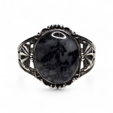 VINTAGE NAVAJO FRED HARVEY ERA OLD PAWN STERLING PETRIFIED WOOD CUFF BRACELET