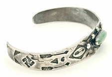 Navajo Fred Harvey Era Silver Cerrillos Turquoise Whirling Log Cuff 7” - Additional view 1