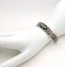 Navajo Fred Harvey Era Silver Cerrillos Turquoise Whirling Log Cuff 7” - Additional view 4