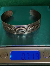 Antique Fred Harvey-era Native American Coin Silver Cuff Stamped Bracelet - Additional view 9