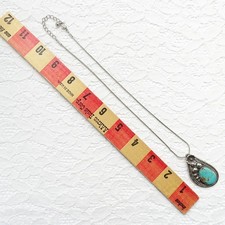 Navajo Fred Harvey Era Sterling Silver 18” Turquoise Pendant Necklace Signed UVS - Additional view 5