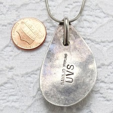 Navajo Fred Harvey Era Sterling Silver 18” Turquoise Pendant Necklace Signed UVS - Additional view 6