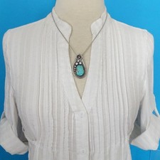 Navajo Fred Harvey Era Sterling Silver 18” Turquoise Pendant Necklace Signed UVS - Additional view 8