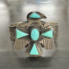 TURQUOISE THUNDERBIRD CUFF BRACELET VIRGIL BEGAY STERLING SILVER NATIVE NAVAJO