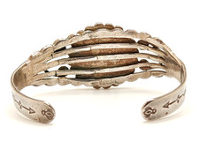 Fred Harvey Era Sterling Silver Green Turquoise Stamped Split Cuff Bracelet, 6