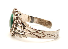 Fred Harvey Era Sterling Silver Green Turquoise Stamped Split Cuff Bracelet, 6