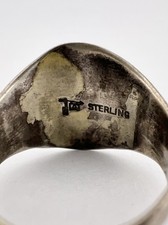 Vtg Fred Harvey Style Sterling Silver Turquoise Thunderbird Stamped Band Ring - Additional view 5