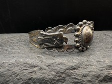Vintage Early Fred Harvey Sterling Silver Thunderbird Native Cuff Bracelet 925 - Additional view 1