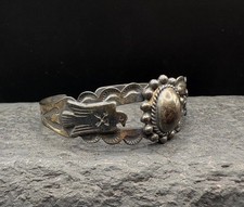 Vintage Early Fred Harvey Sterling Silver Thunderbird Native Cuff Bracelet 925