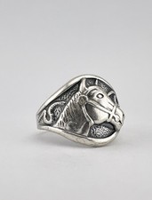 Vtg Fred Harvey Style Sterling Silver Lasso Horse Equestrian Stamped Band Ring - Additional view 1
