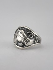 Vtg Fred Harvey Style Sterling Silver Lasso Horse Equestrian Stamped Band Ring - Additional view 2