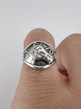 Vtg Fred Harvey Style Sterling Silver Lasso Horse Equestrian Stamped Band Ring - Additional view 8