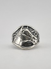 Vtg Fred Harvey Style Sterling Silver Lasso Horse Equestrian Stamped Band Ring