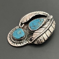 Early Old Pawn Native American Sterling Silver Fred Harvey Turquoise Pendant - Additional view 1