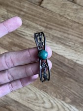Vintage Whirling Log Cuff Fred Harvey Era Navajo Turquoise Silver 2.5” Wide - Additional view 1