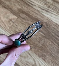 Vintage Whirling Log Cuff Fred Harvey Era Navajo Turquoise Silver 2.5” Wide - Additional view 2