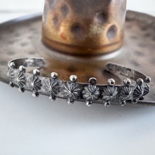 Fred Harvey Vintage Navajo Sterling Silver Cuff Bracelet Repousse 1940s 925 Cuff